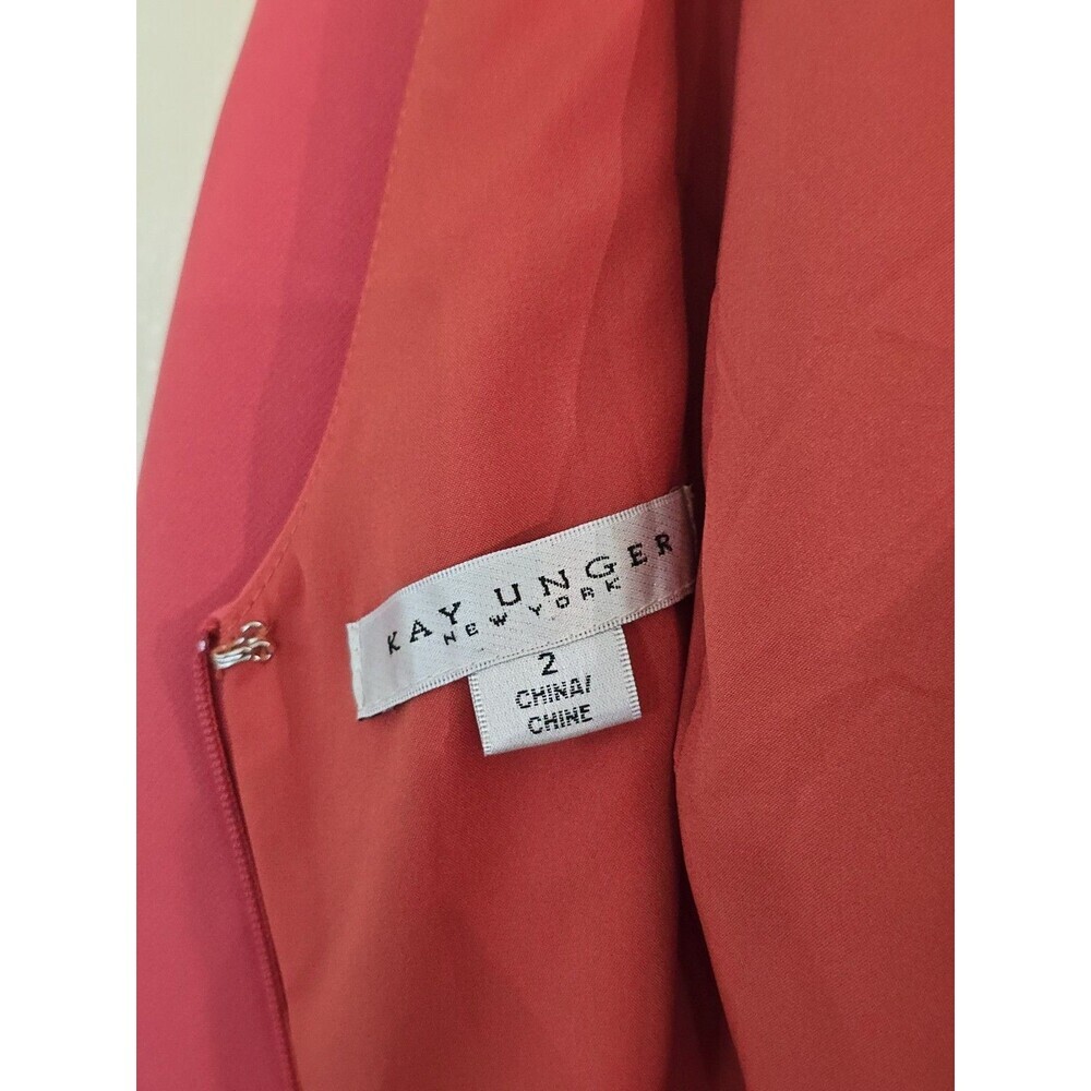 Kay Unger New York Coral Pink Maxi Formal Evening Gown Twist Waist Size 2 - Picture 11 of 15